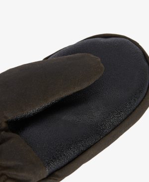 Waxed Faux-Fur Trim Mittens